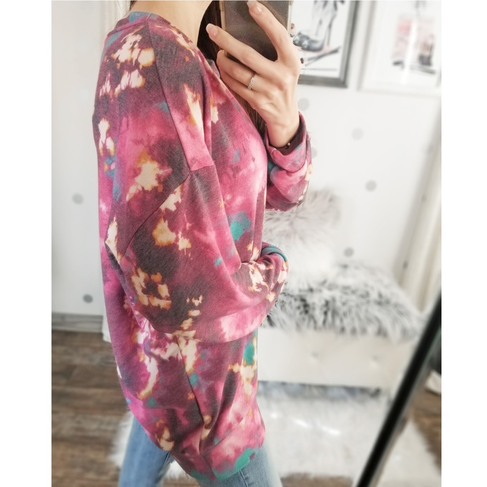 Last1️⃣ Bright Fall Tie Dye Slouchy Top Oversized Lightweight Women’s Tops - Picture 7 of 8